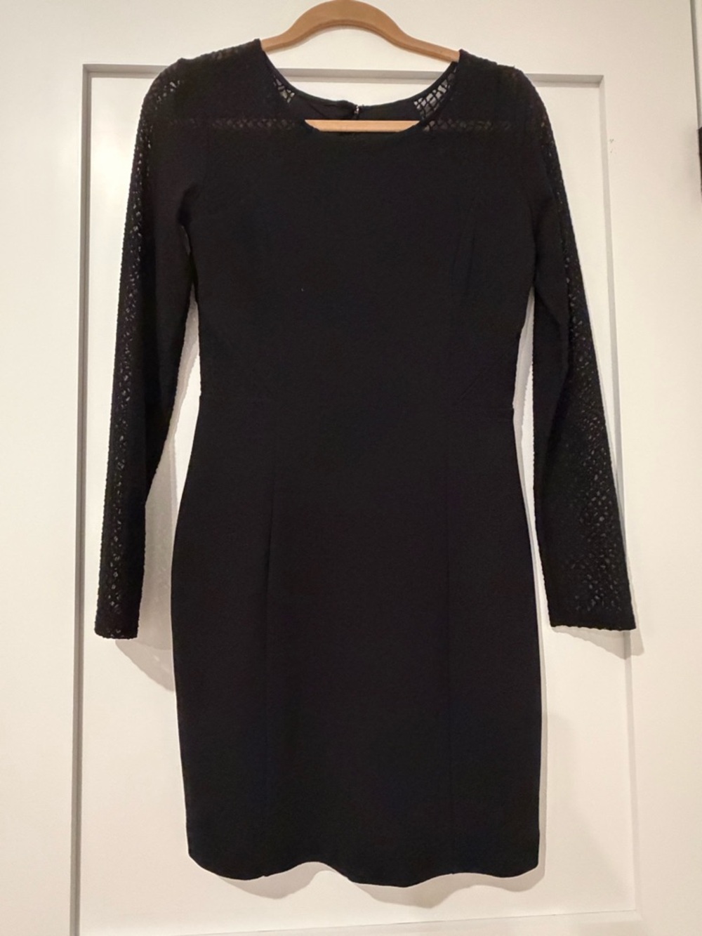 Guess Black Long-Sleeve Lace-Detail Sheath Dress